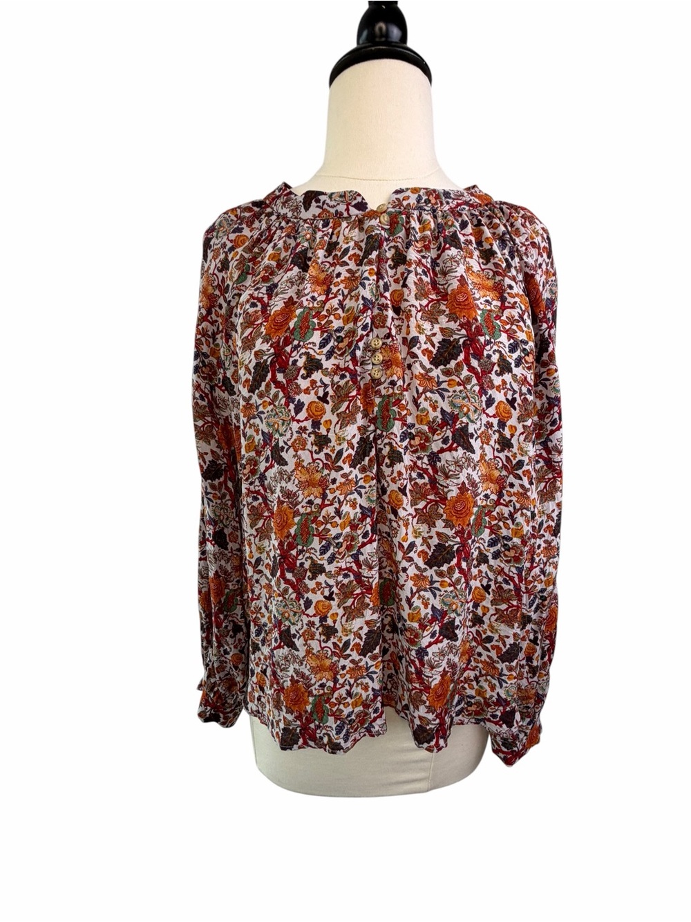Madewell x Karen Walker 100% Silk Top Floral red orange Blouse - Picture 5 of 16